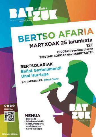 Bertso afaria antolatu dute Getarian biharko