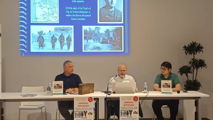 Gernika batailoiaz solasean aritu dira Franck Dolosor eta Aitor Miñambres